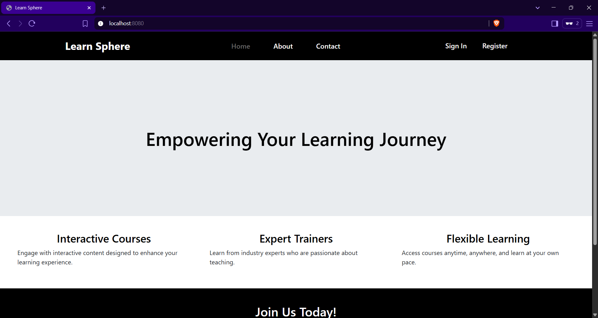 Learn sphere home page