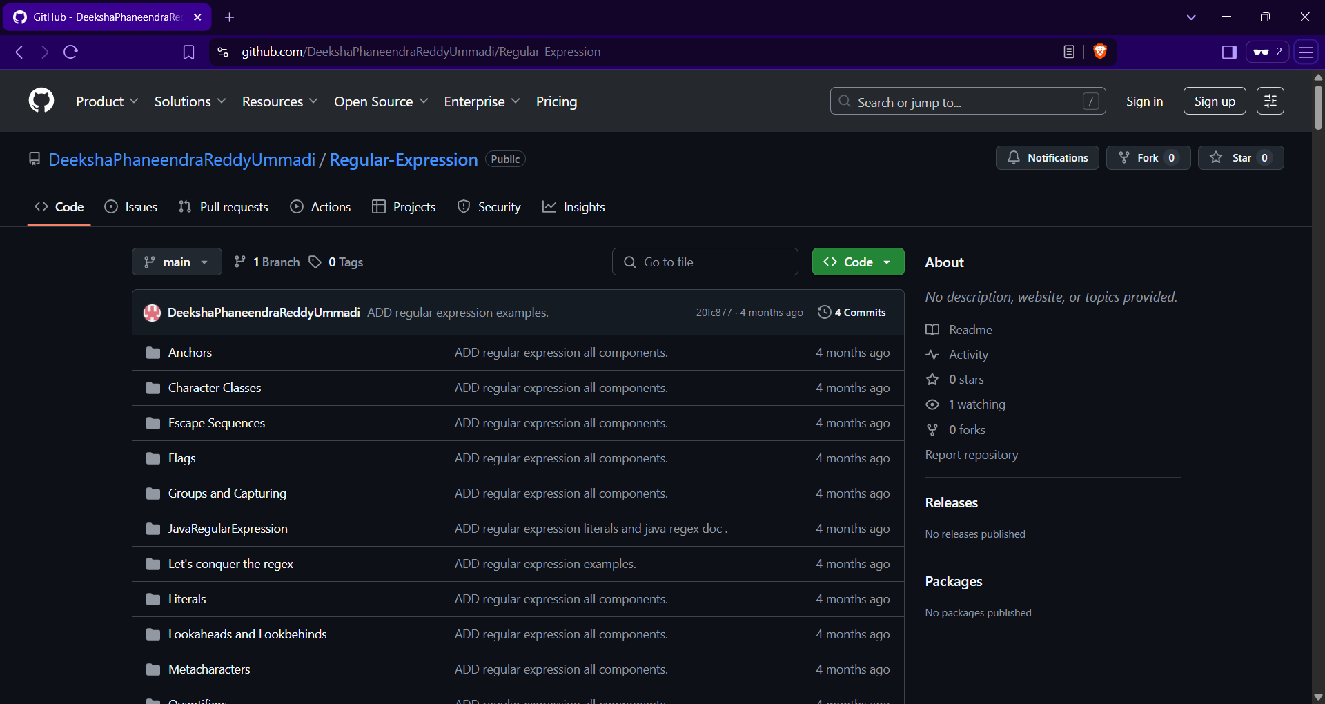 regex github page